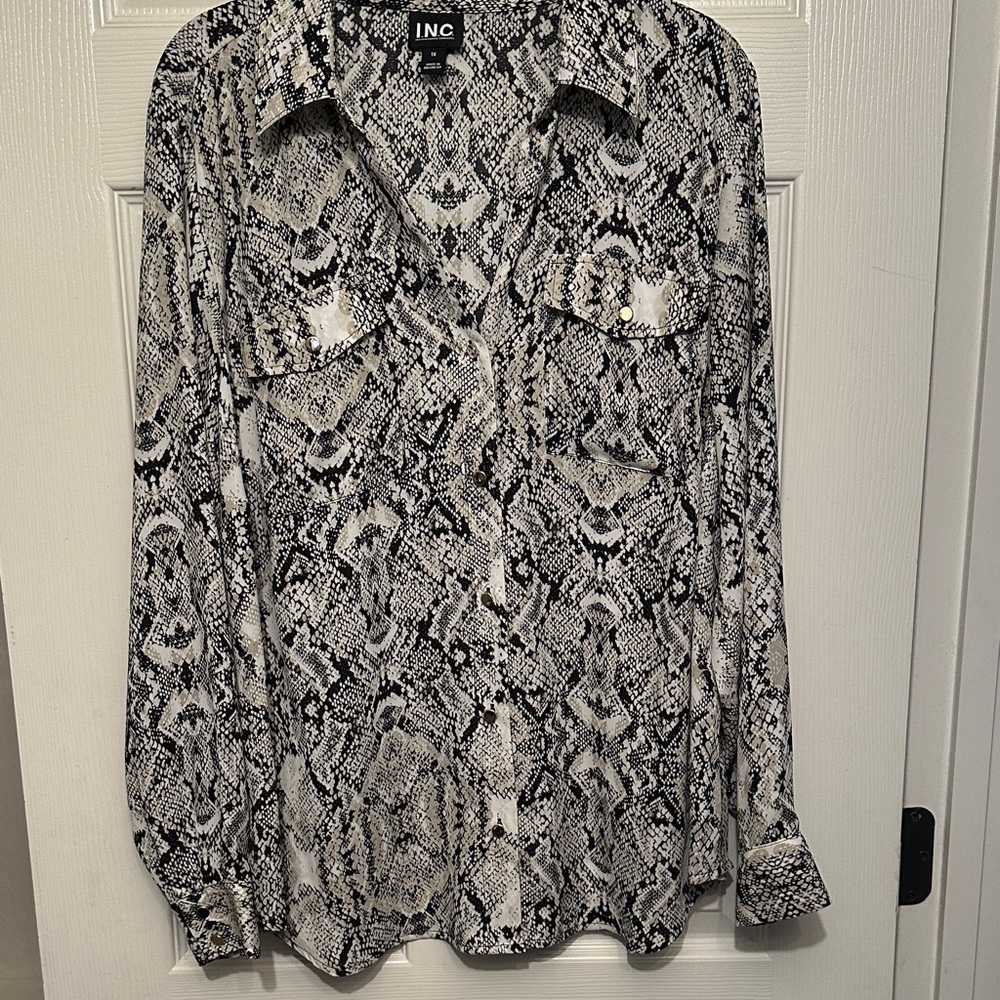 INC Snake Print Button Down Shirt 1X NWT